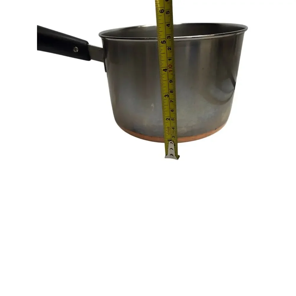 VTG Revereware 1801 copper bottom sauce pan pot Set 2 with lids Riverside USA